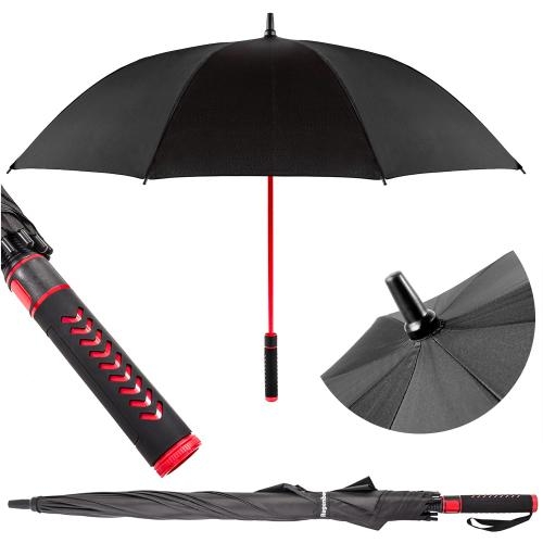 Image of duży męski parasol czarno-czerwony