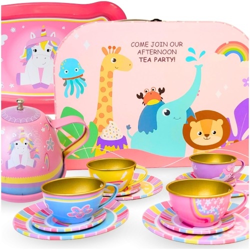 Image of Zestaw do herbaty w walizce dla dzieci unicorn