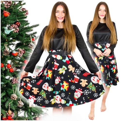 Image of Elegancka sukienka świąteczna czarna rozkloszowana