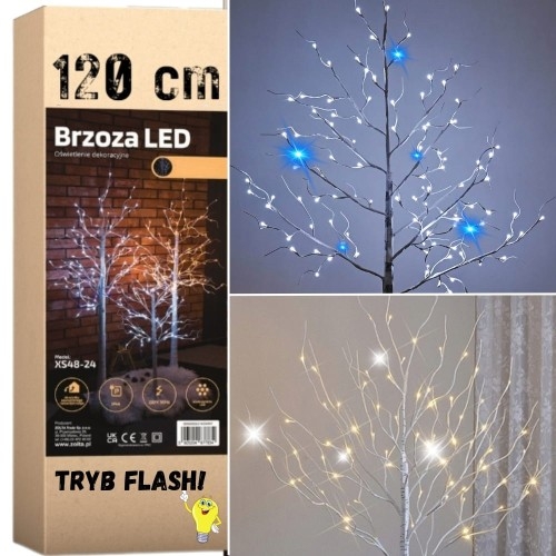 Image of Brzoza LED drzewko Flash świąteczne dekoracja Boże Narodzenie 120 cm 96 LED