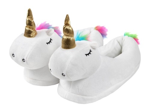 Image of Kapcie unicorn jednorożec pluszowe biały