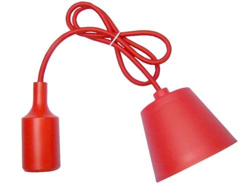 Image of Sufitowa lampka wisząca silikonowa, zwis, loft - czerwony