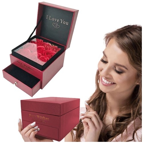 Image of Pudełko prezentowe na biżuterię z różami