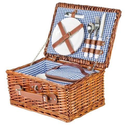 Image of Kosz piknikowy koszyk wiklinowy talerze sztućce 2os