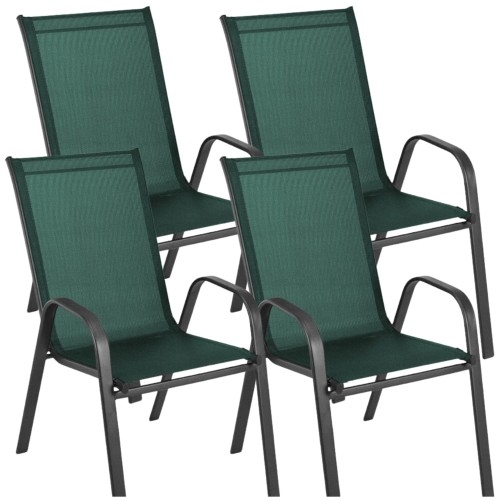Image of Krzesło ogrodowe metalowe zielone 4 sztuki
