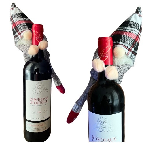 Image of Świąteczny skrzat na wino pokrowiec na butelkę