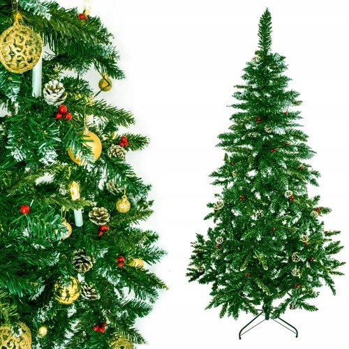 Image of Choinka sztuczna ośnieżona gęsta szyszki - 200 cm