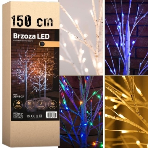 Image of Drzewko świąteczne brzoza LED dekoracja święta Boże Narodzenie 150 cm 120 LED