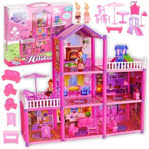 Image of Różowy domek dla lalek do składania