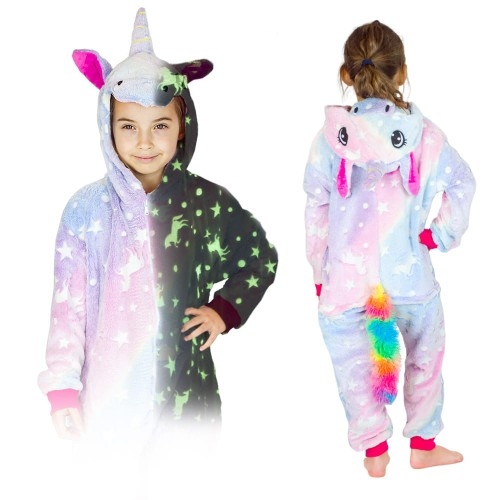 Image of Piżama onesie kigurumi jednorożec świecący w ciemności