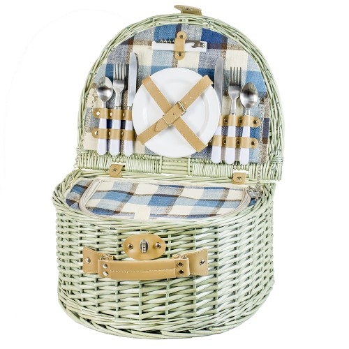 Image of Kosz piknikowy wiklinowy koszyk termotorba sztućce dla 4 osób