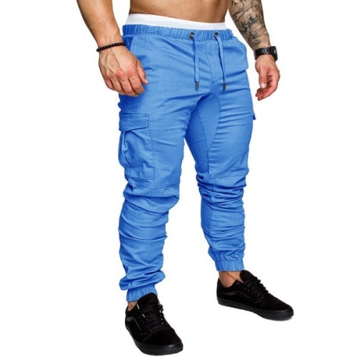 Image of Spodnie joggery bojówki męskie niebieskie
