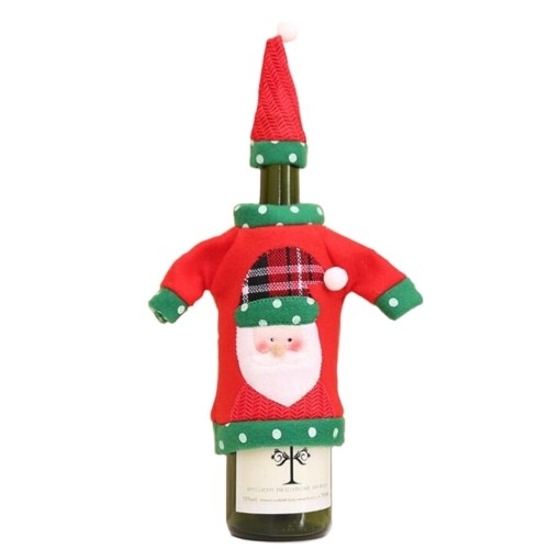 Image of Pokrowiec świąteczny na butelkę ubranko mikołaj