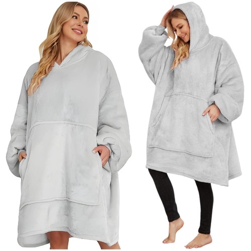 Image of Kocobluza oversize z kapturem - szara