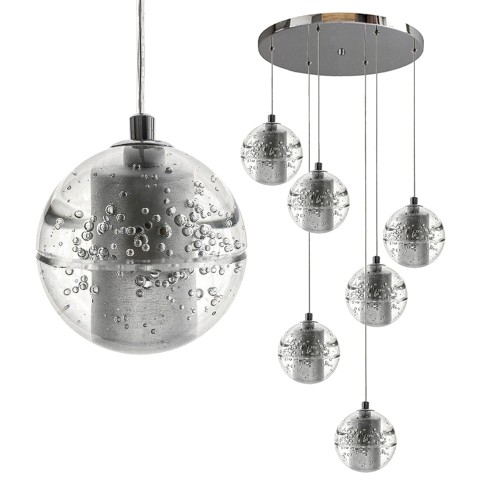Image of Nowoczesna lampa wisząca sufitowa 6x kula kryształ LED