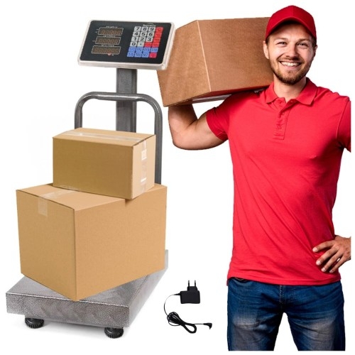 Image of Waga magazynowa elektroniczna sklepowa duży LCD akumulator mobilna do 150 kg