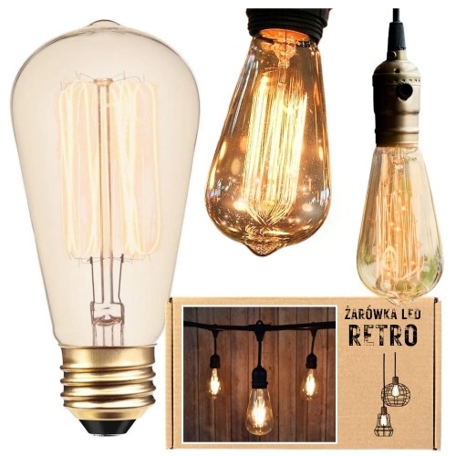 Image of Żarówka retro LED filament kształt łezki E27 4W