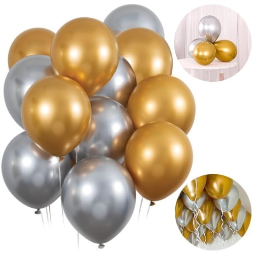 Image of duże balony złote srebrne metaliczne 100szt