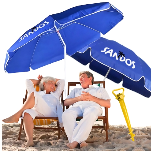 Image of Niebieski parasol z powłoką UV wodoodporny + kotwa