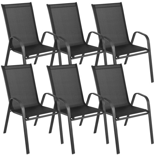 Image of Krzesło ogrodowe metalowe czarne 6 sztuk
