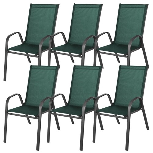 Image of Krzesło ogrodowe metalowe zielone 6 sztuk