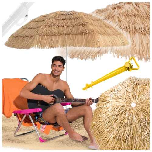 Image of Hawajski parasol ogrodowy słomkowy + kotwa