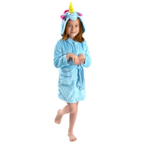 Image of Szlafrok onesie dla dzieci niebieski jednorożec