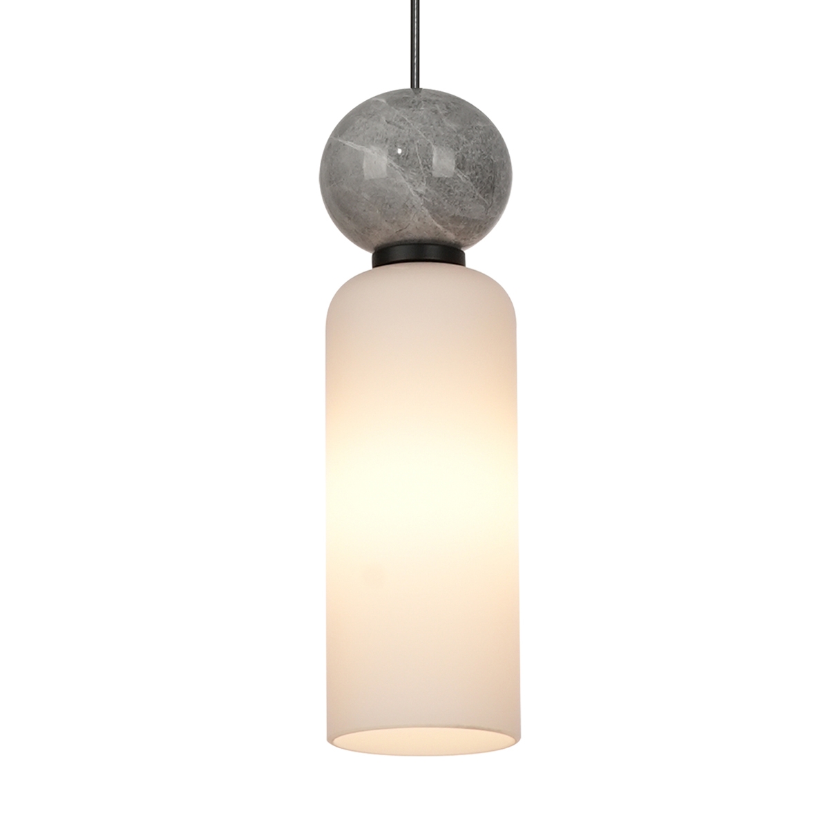 SANTOS 4 Italux lampa wisząca - Czarny z szarą kulą
