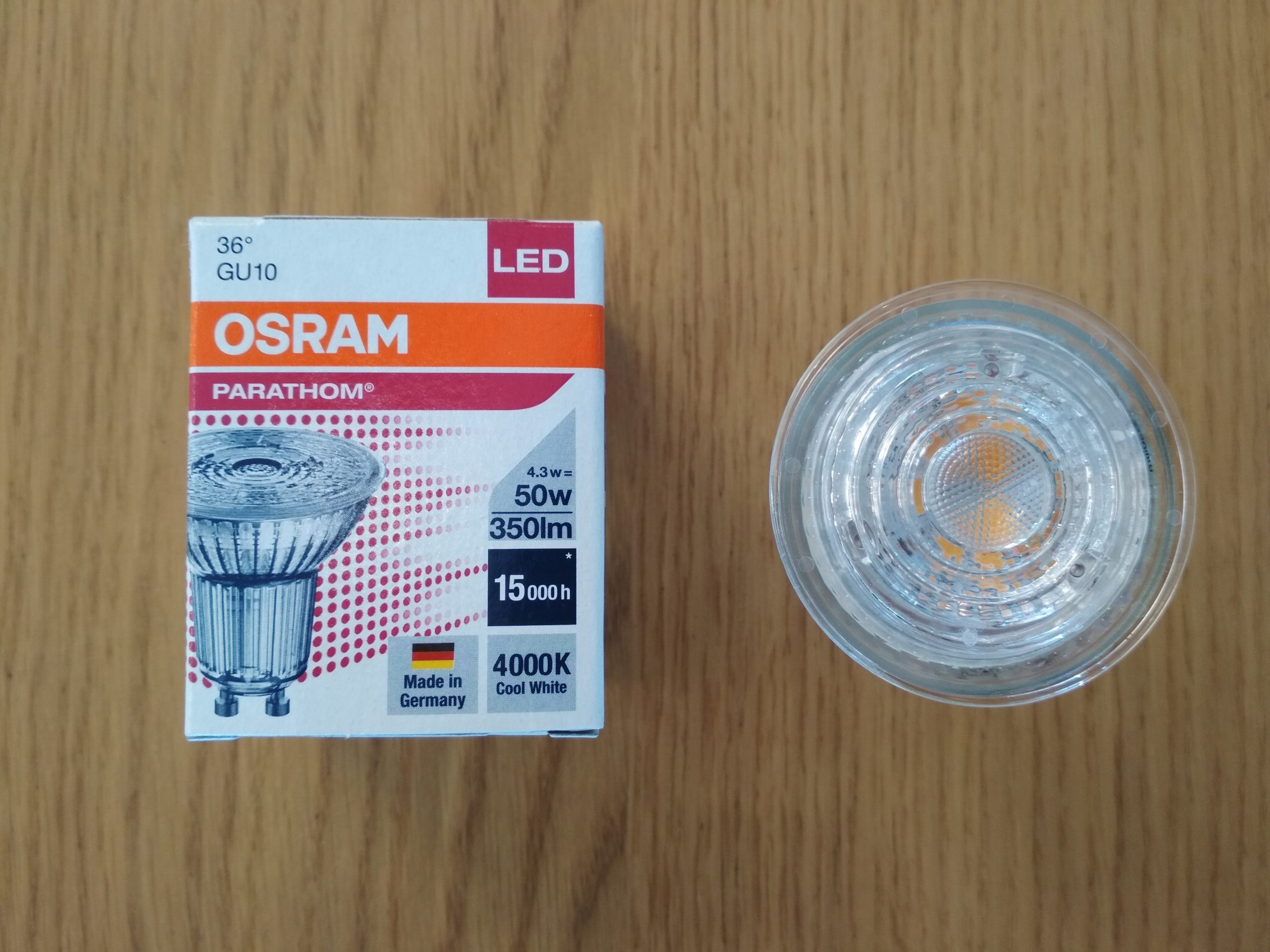 Żarówka LED 3,7W GU10 350lm Osram/Ledvance - Ciepłobiała 3000K