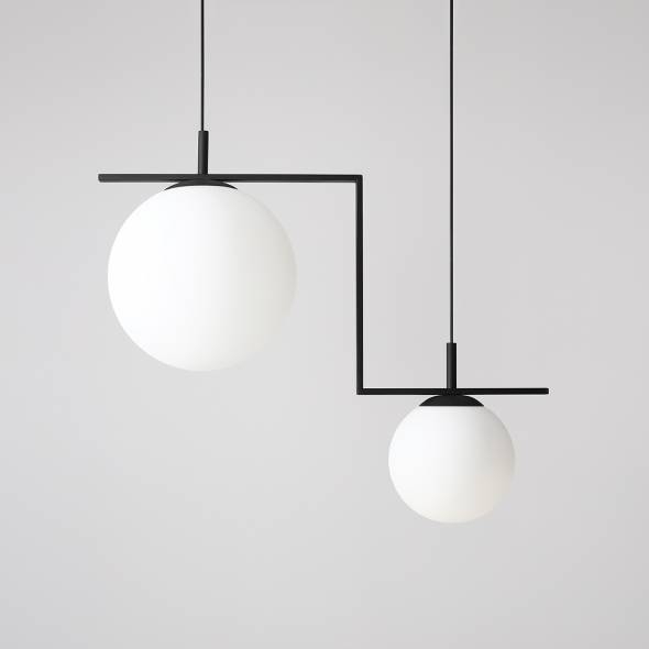 ZAC 2 Artera lampa wisząca - Czarny z mlecznymi kloszami