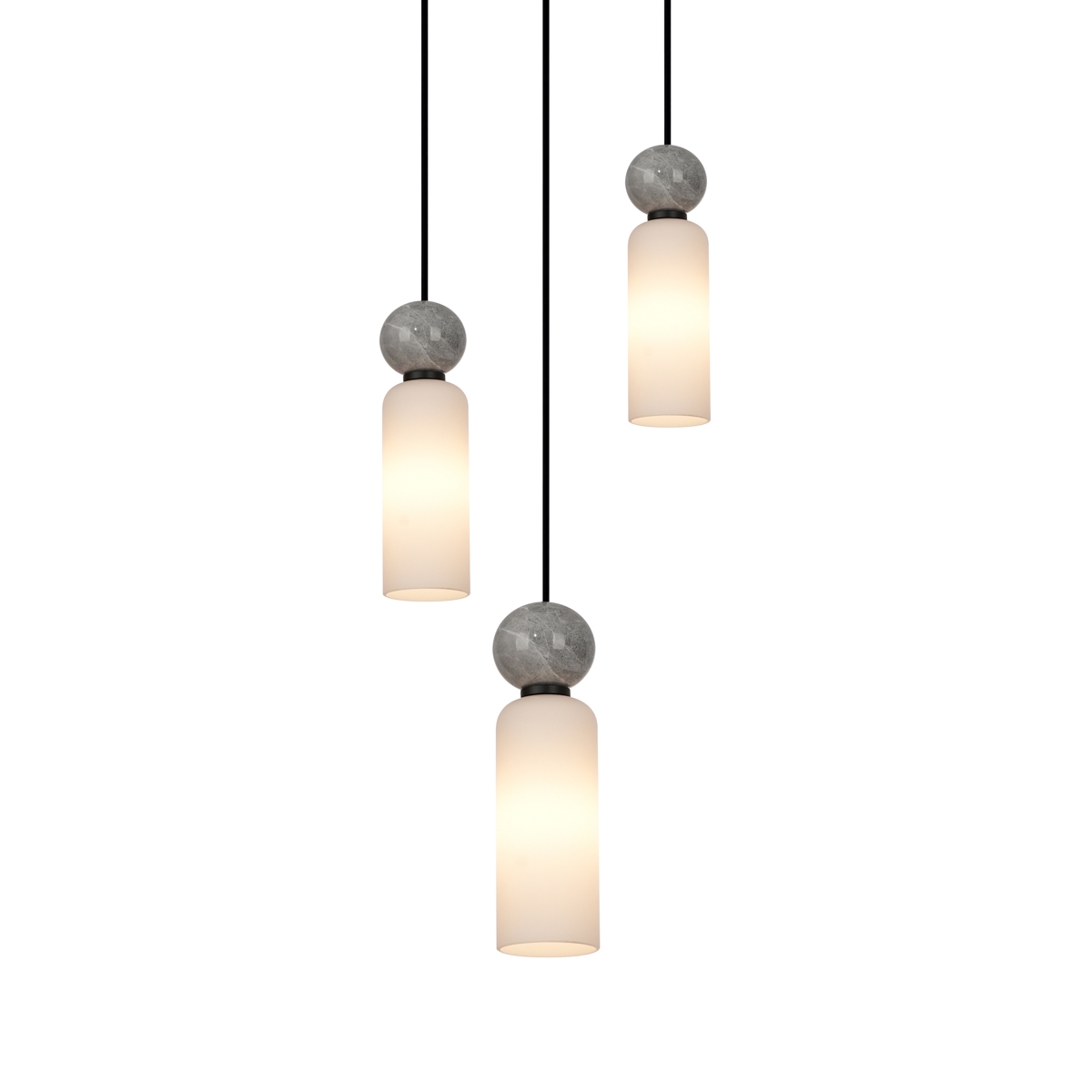 SANTOS 3 Italux lampa wisząca - Czarny z szarą kulą