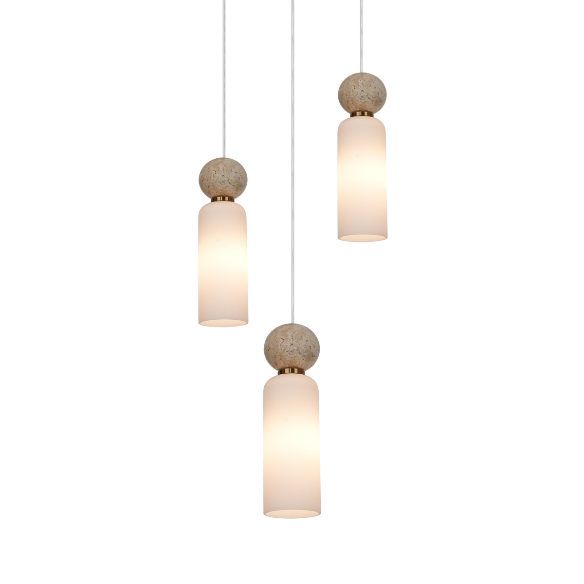 SANTOS 3 Italux lampa wisząca - Mosiężny z brązową kulą