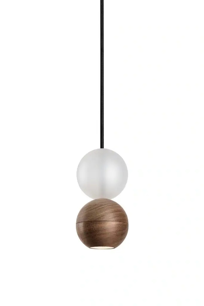 WOODOO LoftLight lampa wisząca - 1 drewniana+1 szklana