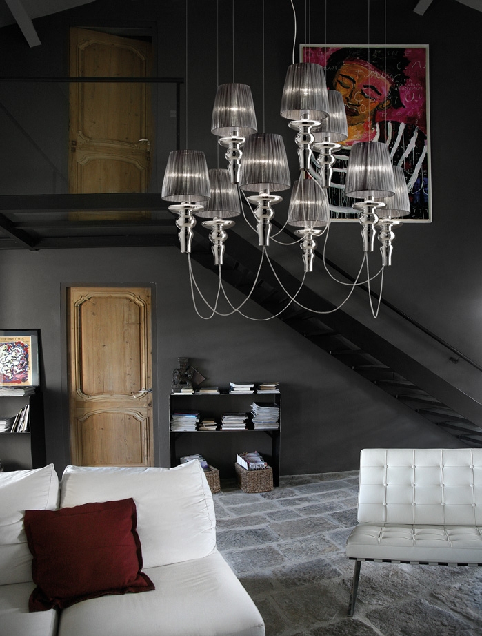 GADORA CHIC SO Evi Style lampa wisząca - Szaro-chromowany - SO6 średnica 90cm