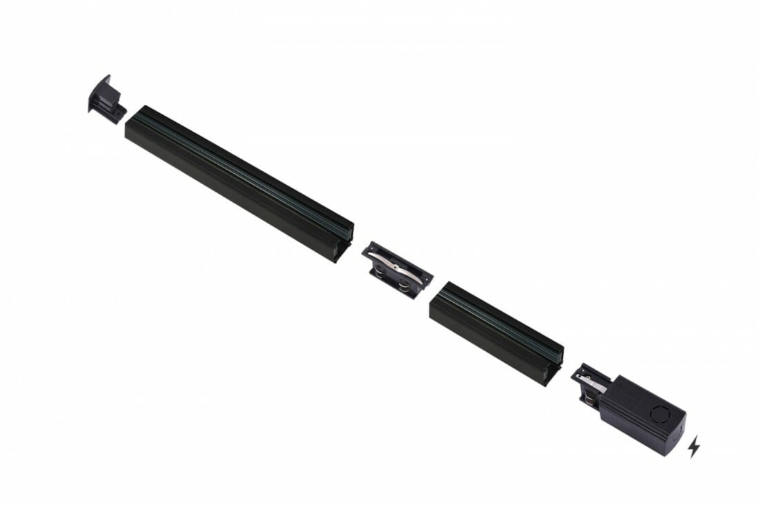 ZESTAW DŁUGI szyny+łącznik prosty+zasilanie+zaślepka AZzardo - 2x1 m - Biały