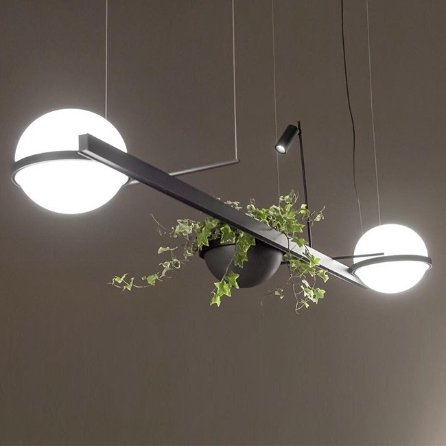 PALMA Vibia lampa wisząca pozioma - Biały - Model 3734-podwójna z misą doniczkową
