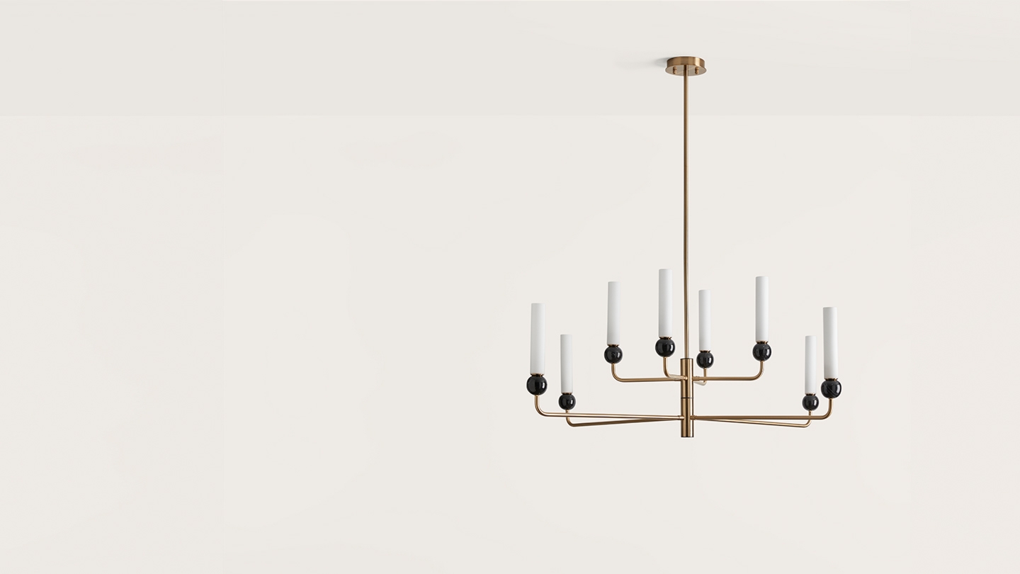 DELIE Aromas del Campo żyrandol 8 punktowy - Stare złoto-czarny marmur