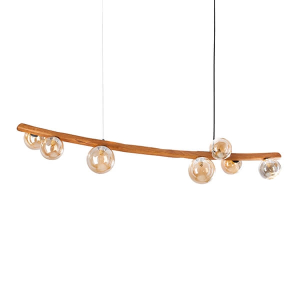 LUMIO WOOD 7 HPlampy drewniana lampa wisząca - Chromowany