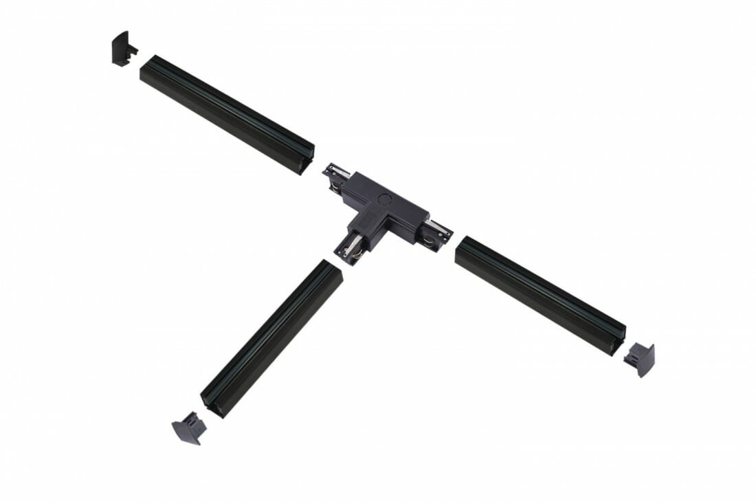 ZESTAW T szyny+łącznik T+zaślepki AZzardo - 3x2 metry - Czarny