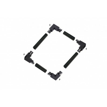 ZESTAW KWADRAT szyny+łączniki L firmy AZzardo - Czarny - 4x1,5 metra