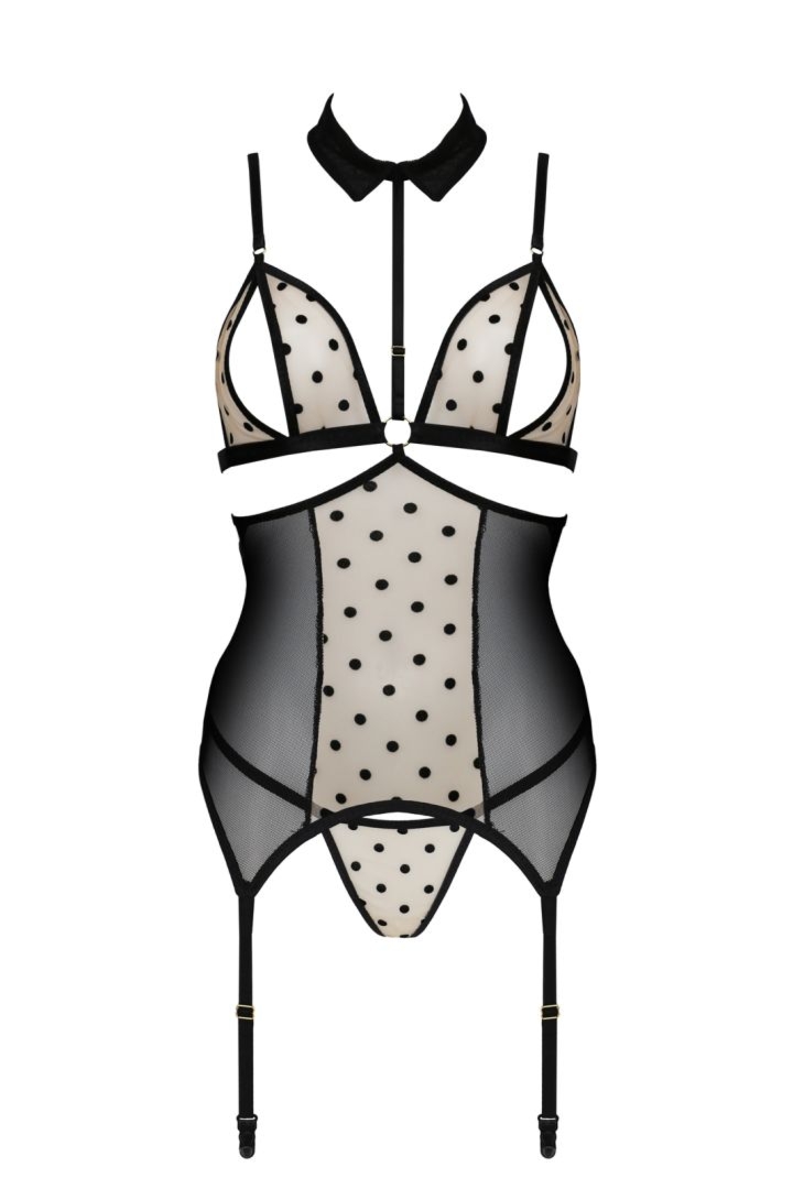 Top gorsetowy z pasami do po�czoch - DOMINICA CORSET beige