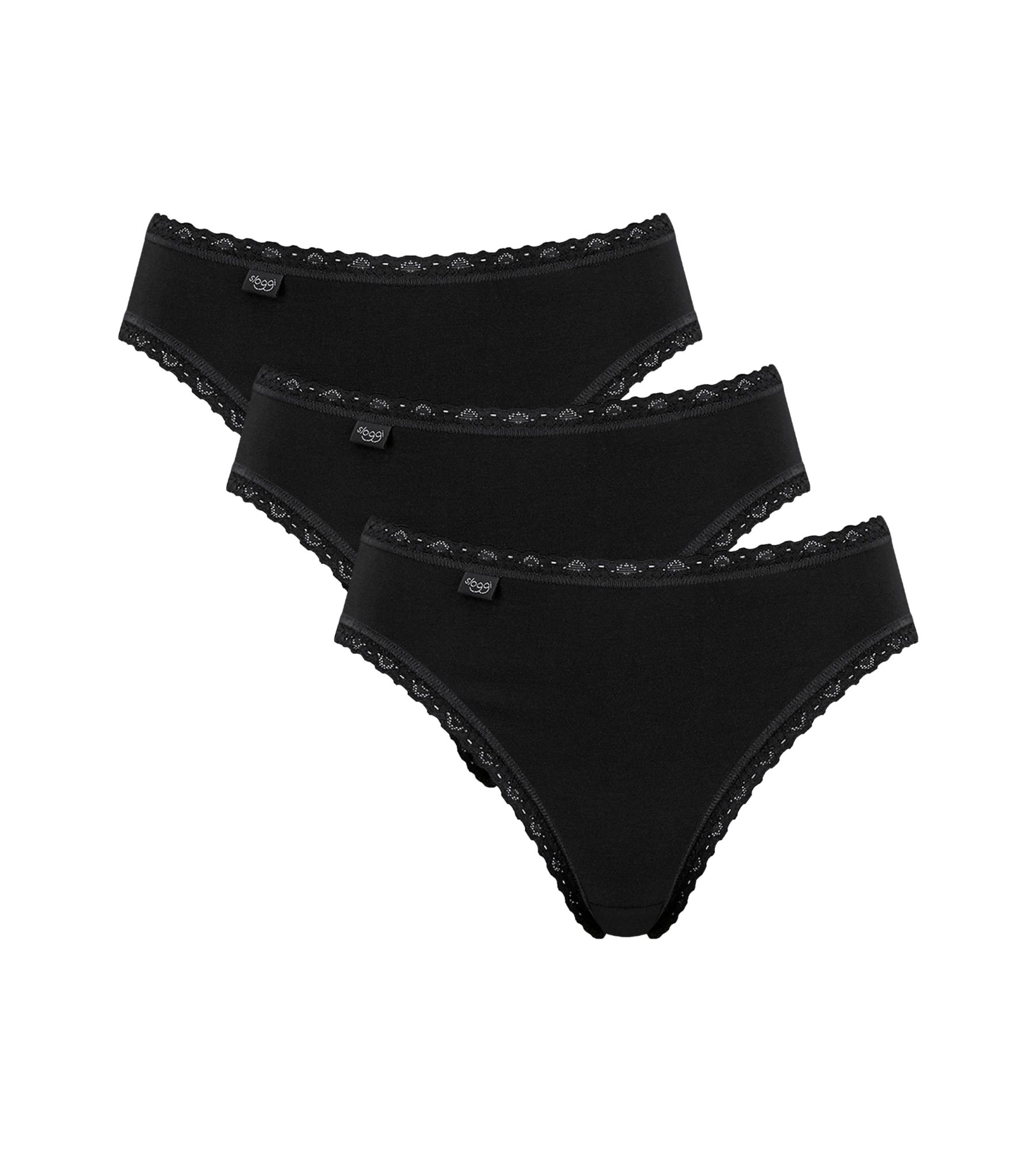 Figi Cotton Lace Tai czarne 3-pak