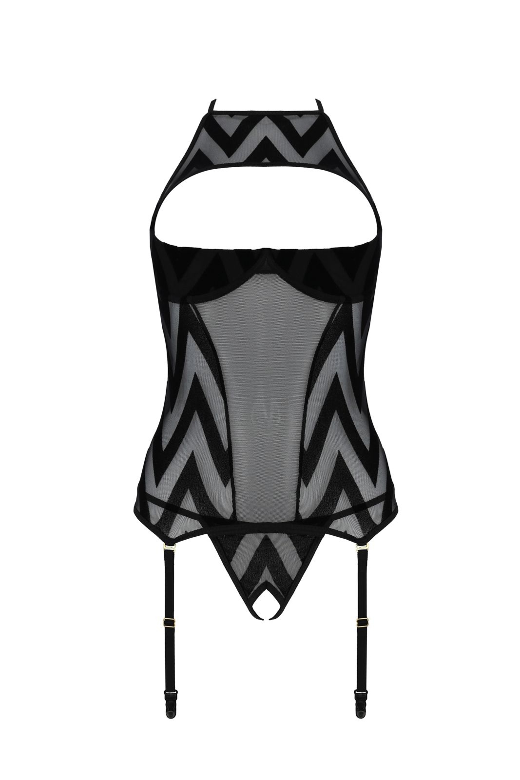 Top gorsetowy z pasami do pończoch - IRMINA CORSET black