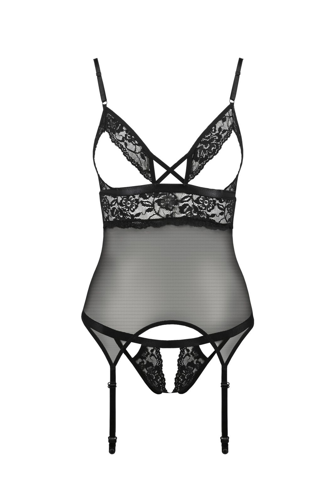 Top gorsetowy z pasami do po�czoch - DIABOLINA CORSET black