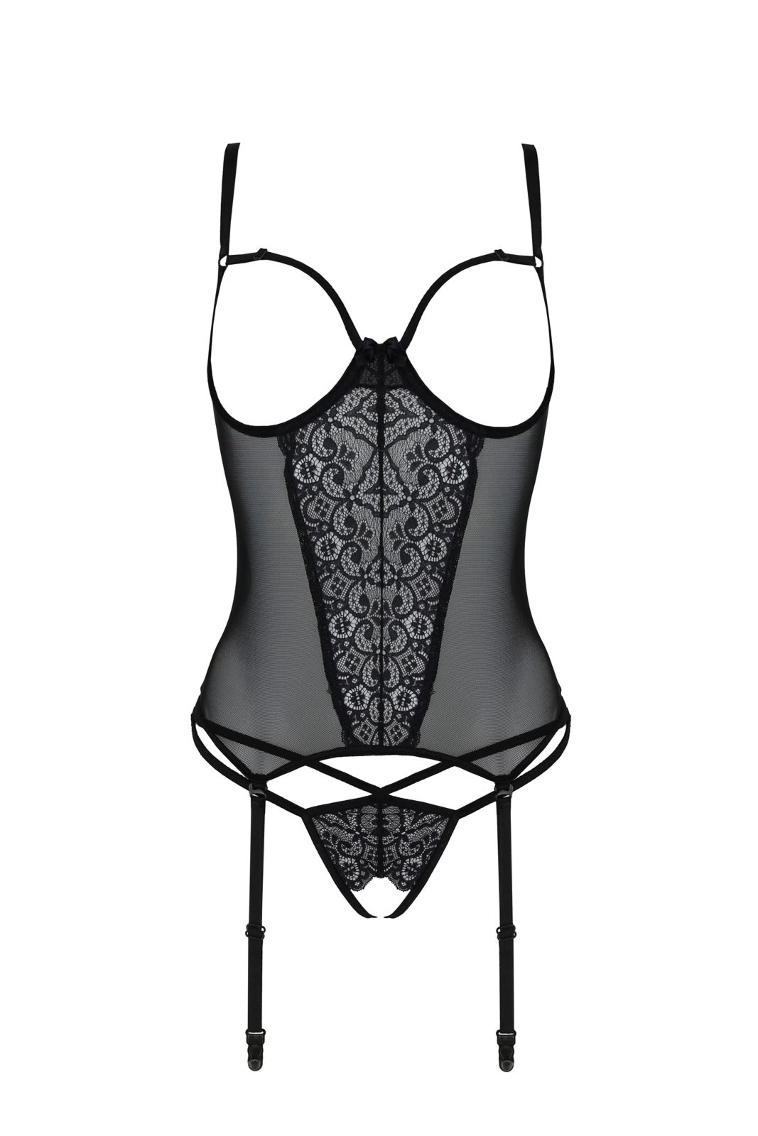 Top gorsetowy z pasami do pończoch - BETINA CORSET black