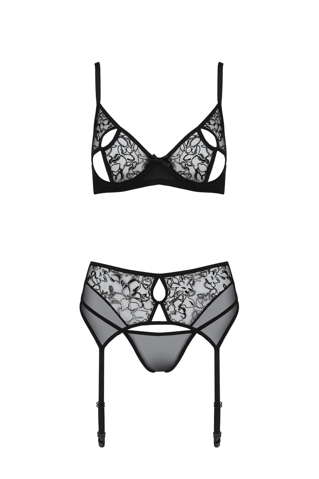 Komplet bielizny - PRIMULA SET WITH OPEN BRA black