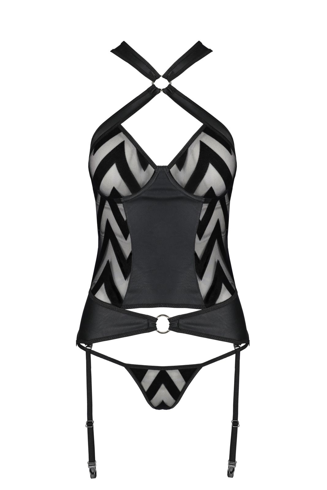 Top gorsetowy z pasami do po�czoch - HIMA CORSET black