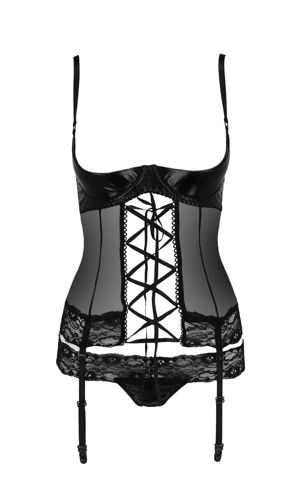 Top gorsetowy z pasami do pończoch - NORTH CORSET black