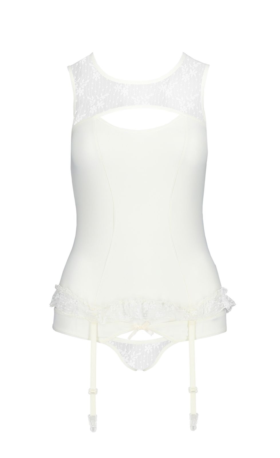 Top gorsetowy z pasami do po�czoch - MIA CORSET ecru