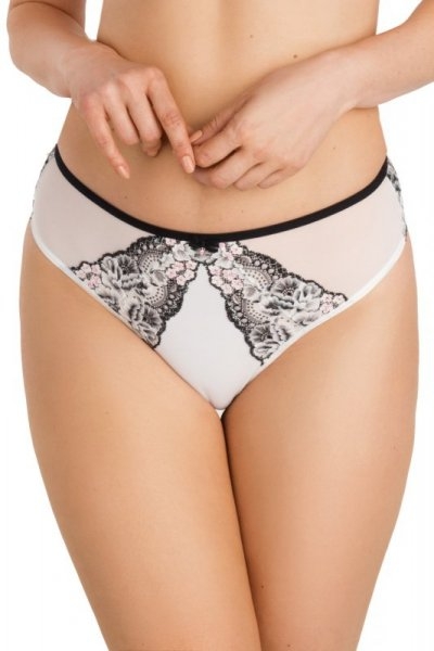 Gorsenia 842 Black and White stringi damskie